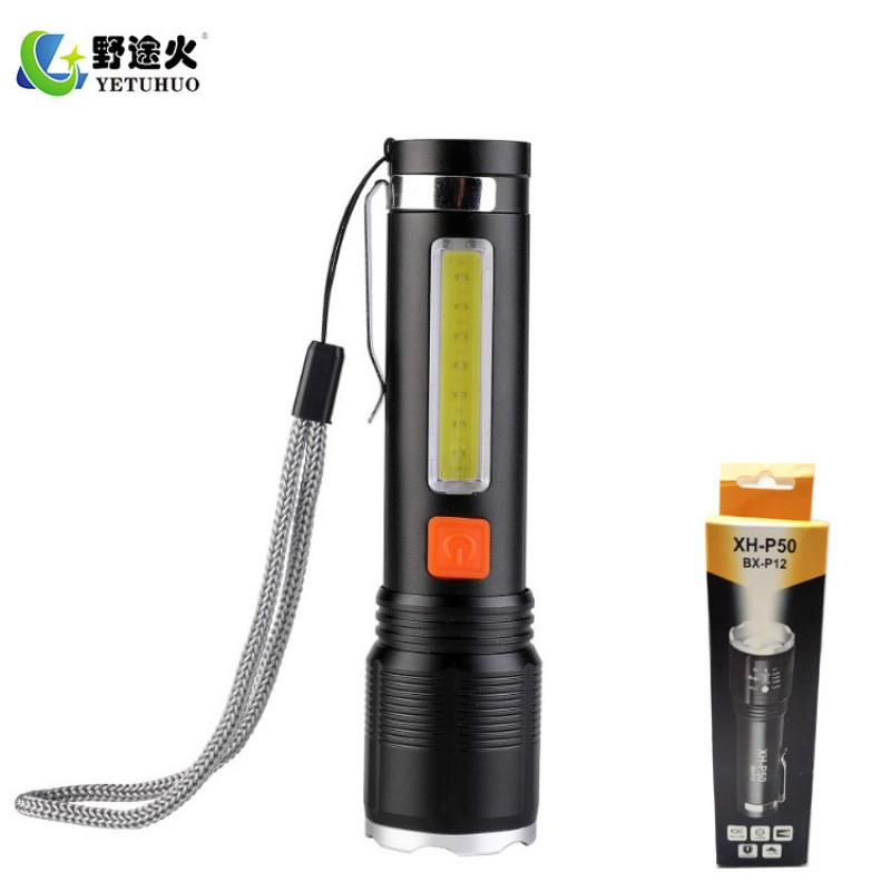 New P50 Aluminum Alloy Cob Side Light Warning Work Light, Strong Light Outdoor Searchlight Usbled Pen Holder Flashlight details Picture