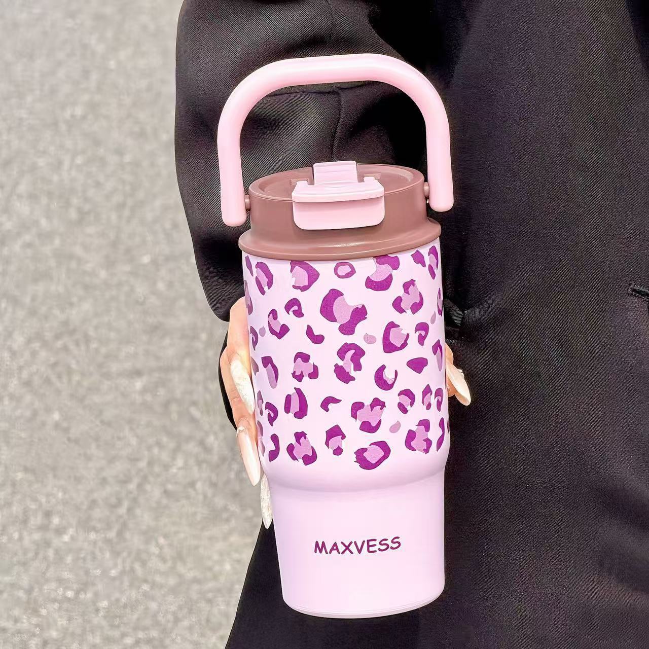 Leopard print insulated water cup, student summer outdoor travel bottle, unisexual cup, trendy water cup, new product of the cup industry Application Scenario