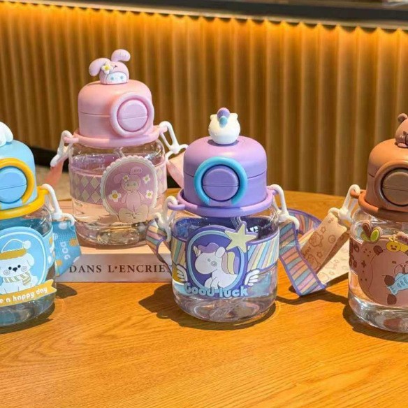 儿童水杯夏季可爱吸管杯子女生高颜值小学生专用便携水杯