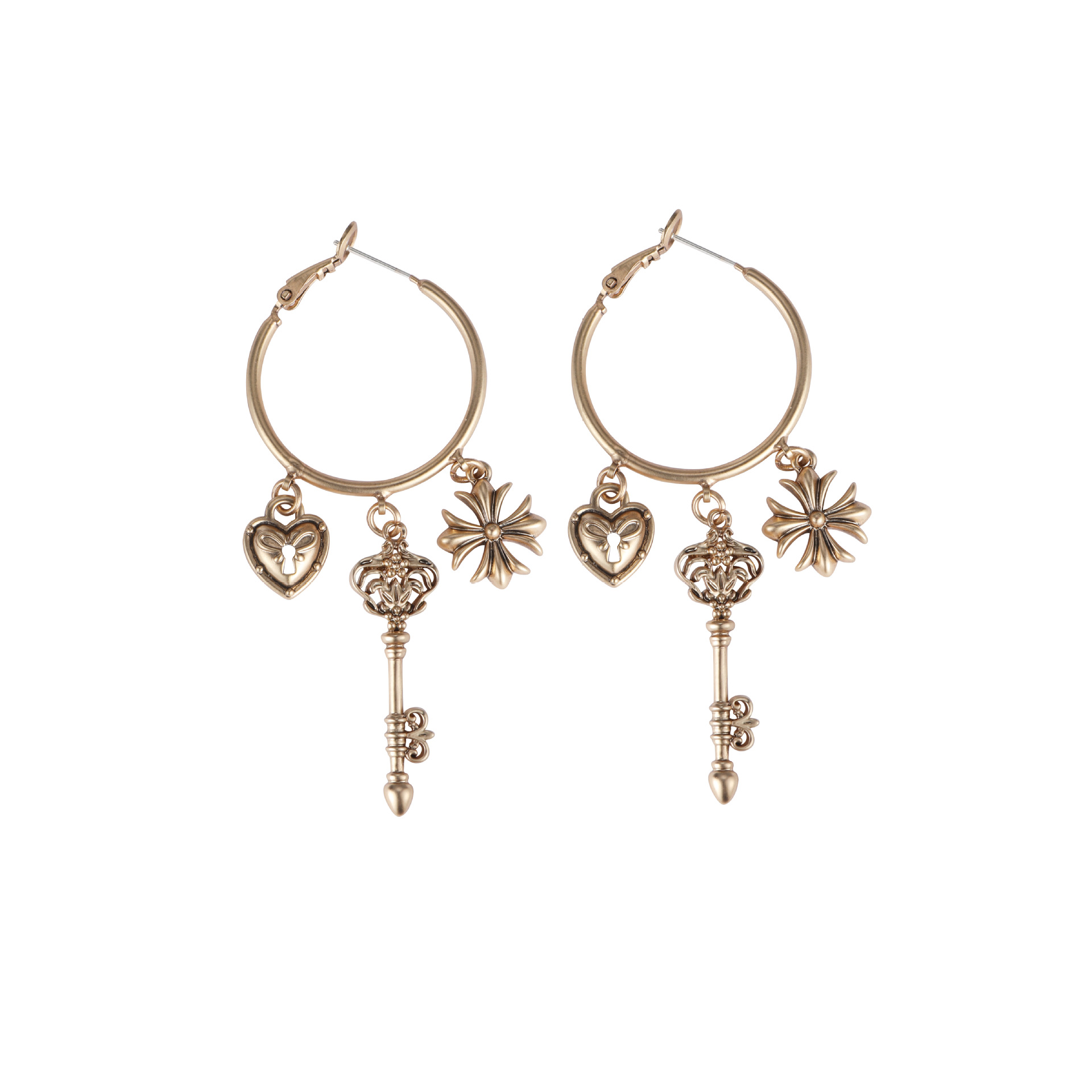 Original design sense lock core series light luxury unique fashion earrings, women's ins sweet cool retro high-end style earrings Item Picture