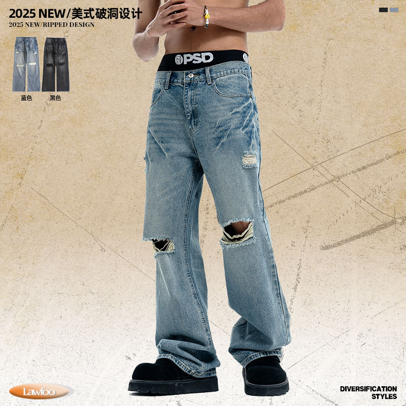 至芃知禧牛仔裤男/牛仔裤男/牛仔裤/牛仔裤男士宽松休闲/Jeans产品图