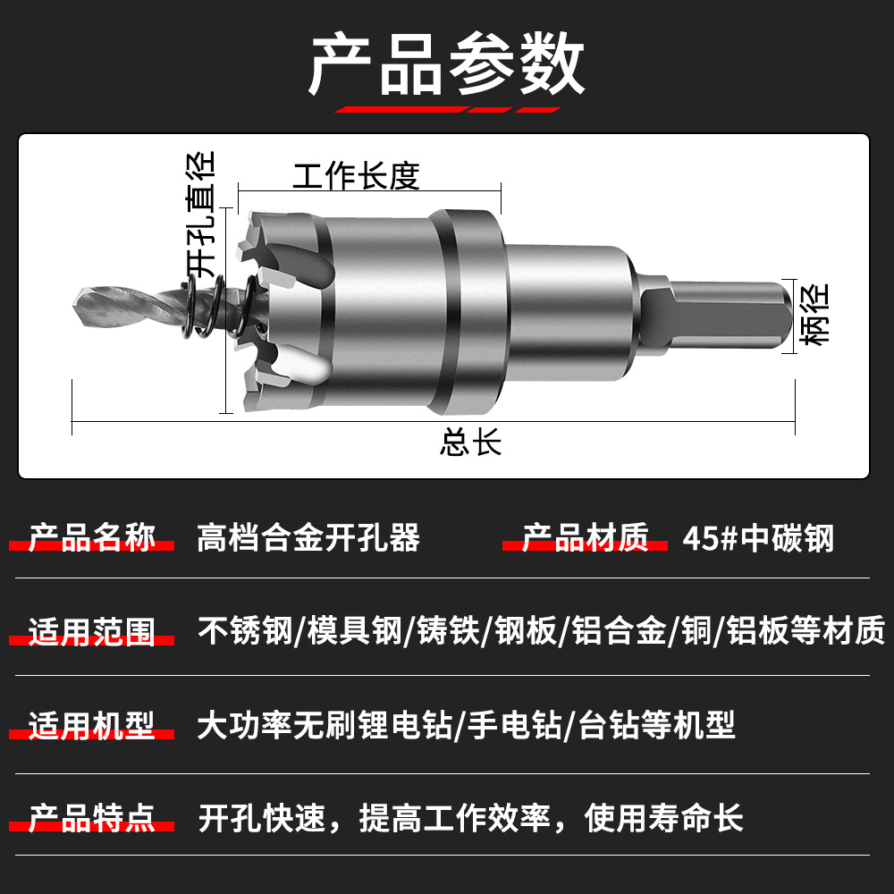 Stainless steel hole opener, TCT hard alloy hole reamer, thick metal iron plate, aluminum alloy hole reamer drill bit Application Scenario