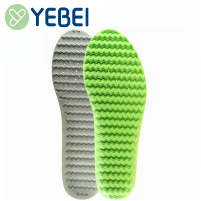 Plantilla deportiva de verano estampado de onda verde transpirable absorción de choque plantilla de corte de hombre sudor absorbente EVA plantilla de espuma