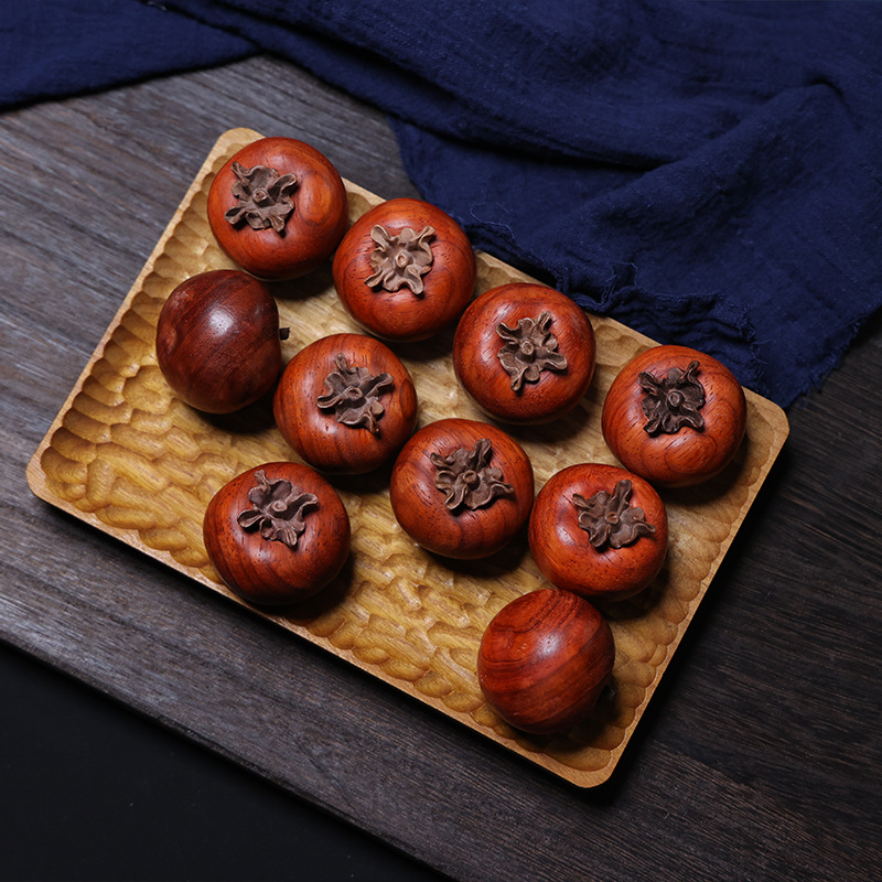 花梨木精雕刻事事如意柿子手把件文玩汽车茶桌客厅摆件送礼装饰品产品图