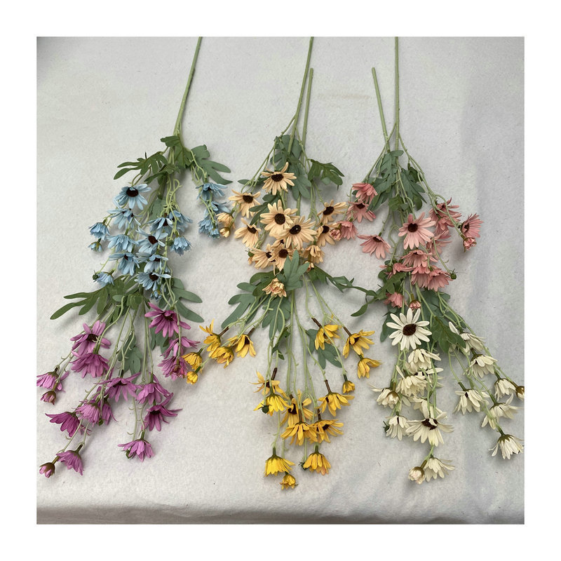 仿真花DIY发饰配件/仿真花/5朵塑膠花/假花/假花批发白底实物图