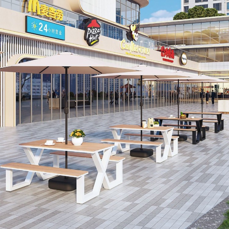Star Factory Courtyard Homestay Villa Beach Leisure Outdoor Hotel Sunshade Umbrella Central Column Umbrella Integrated table and Chair details Picture