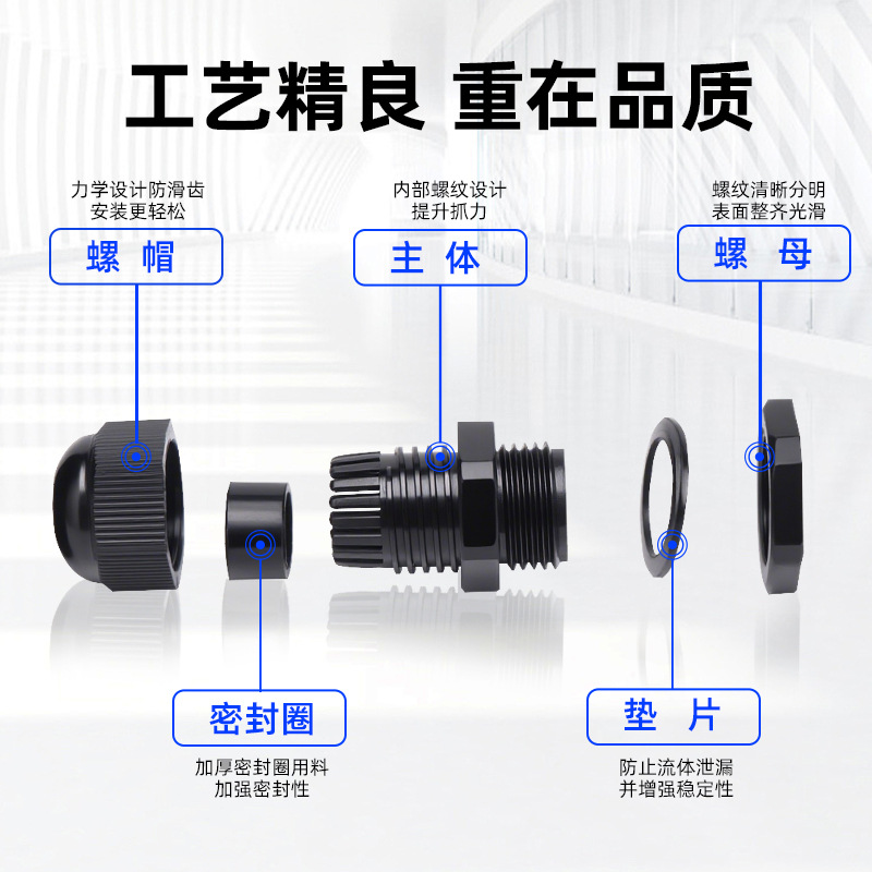 Wholesale of Yingde Te Environmental-friendly nylon cable waterproof connectors, nylon dust-proof cable connectors and plastic connector accessories details Picture