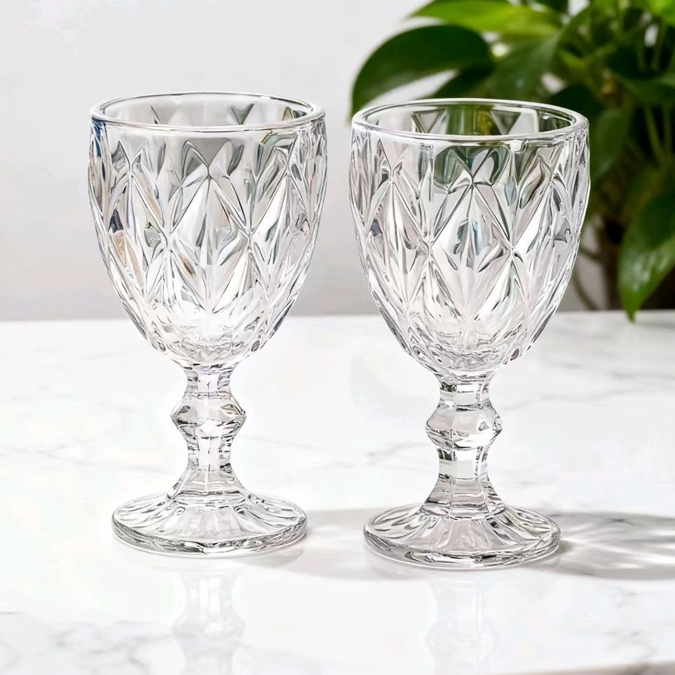 High-quality transparent glass cups, champagne cups, beverage cups, juice cups, glass goblets, large-capacity glass goblets, design sense ins wine glasses