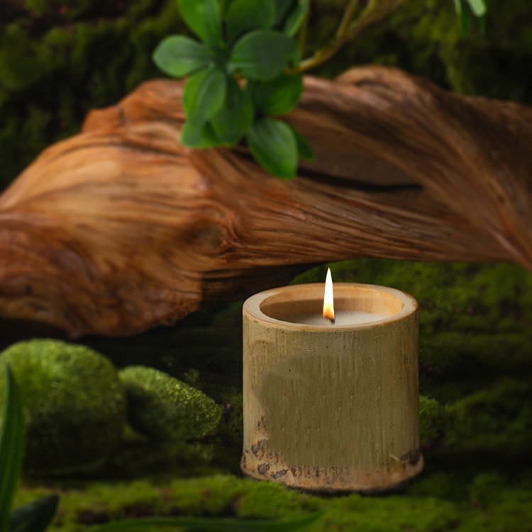 竹筒竹子香薰蜡烛伴手礼物生日居家摆件高级感小众家用茶香礼盒