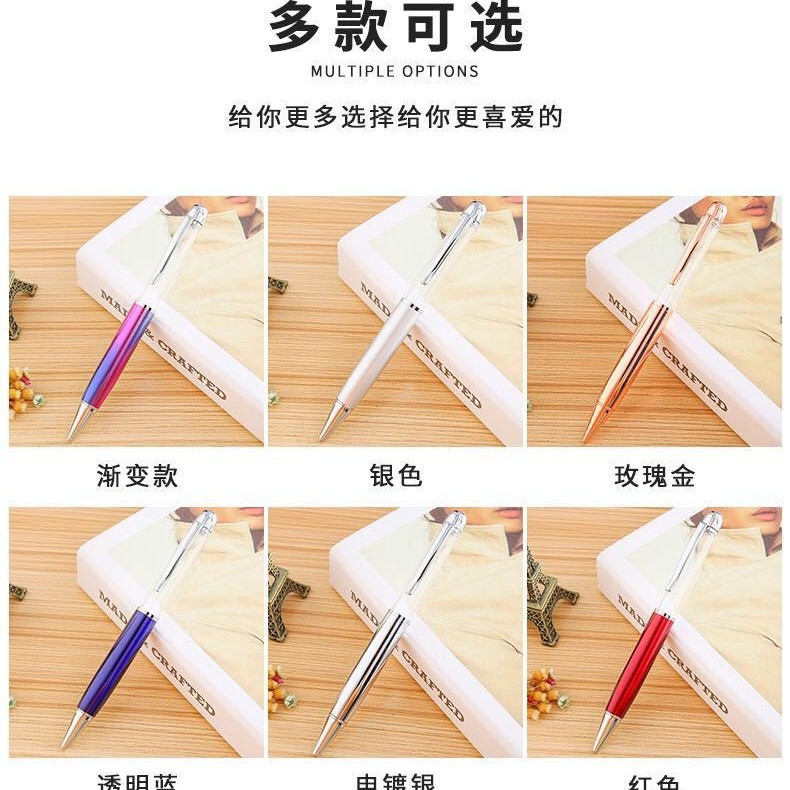 Large, plump and thick style oil pen, diy metal ballpoint pen, empty tube pen, crystal pen details Picture