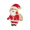 A great choice for Christmas gifts: a three-dimensional Santa Claus brooch made of copper alloy, with real gold electroplated enamel and zirconia inlaid Item Picture