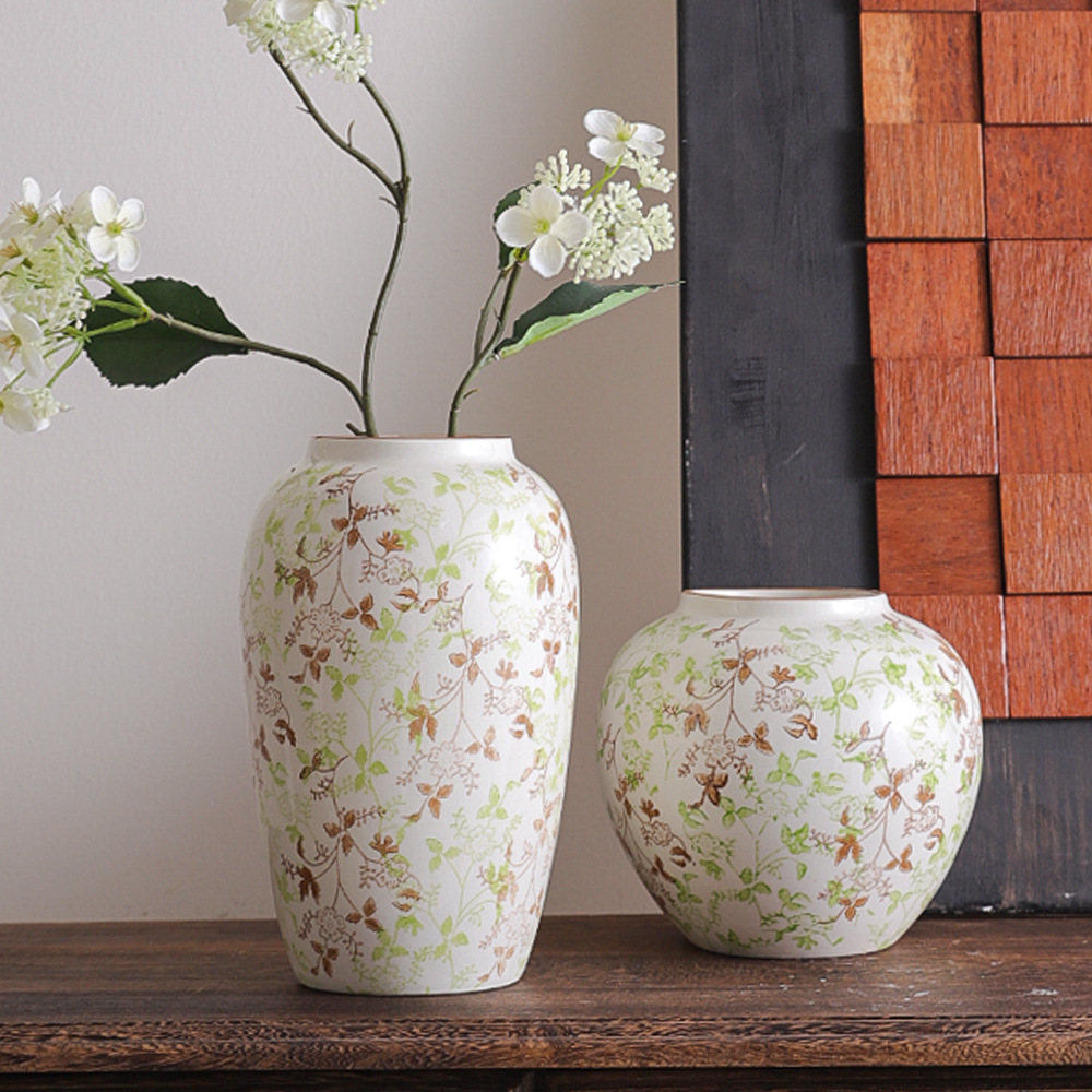 New Chinese-style retro blue and white porcelain vase, high-end ceramic decorative item, living room entrance, flower arrangement, home decoration, blue and white porcelain vase with pink flowers, classical and elegant beauty details Picture