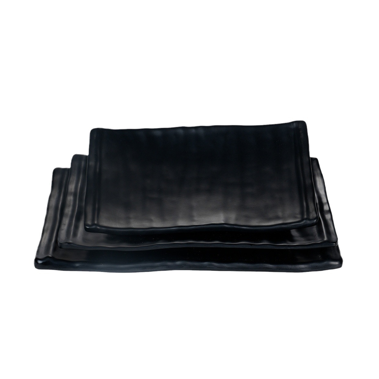 日本韩式寿司奢华餐厅酒店密胺美耐皿仿瓷餐具黑色汤碗盘味碟套装白底实物图