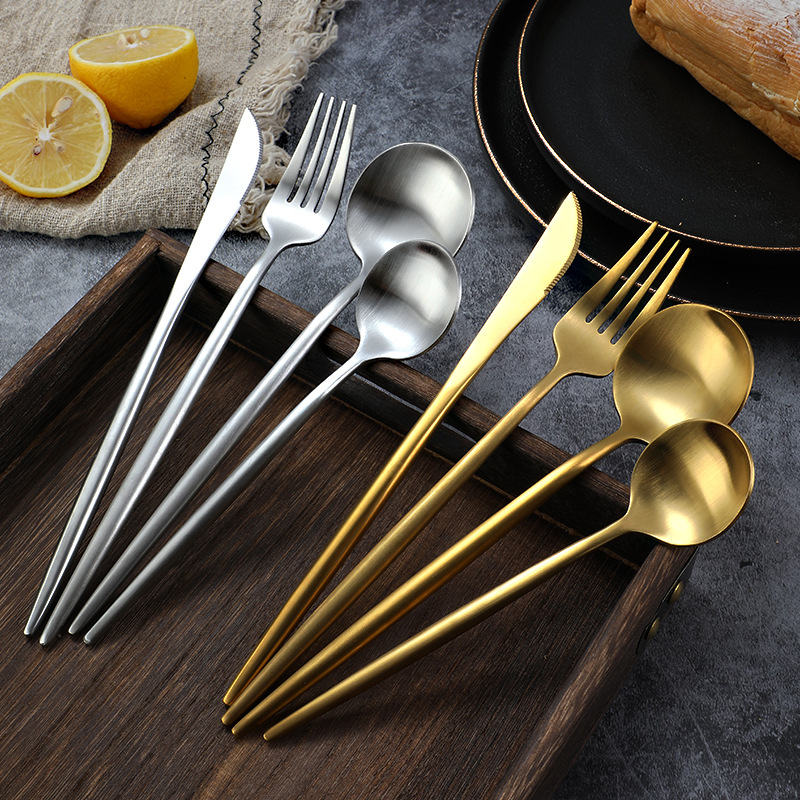 Island Qi 304 Stainless Steel Knife, fork and Spoon Restaurant Hotel Western Cuisine steak knife and fork Creative Portuguese knife, fork and spoon ins style details Picture