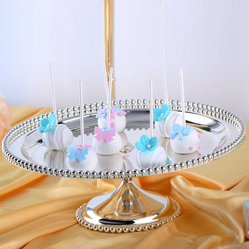 Silver-plated metal fruit plates, pastry trays, cake plates, baking party, wedding soft furnishings, KTV home decorations Specification image
