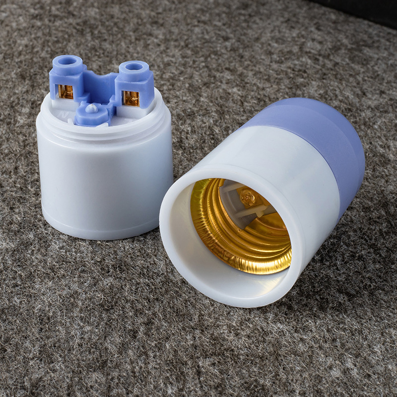 E27 screw-top pendant lamp head, high-power screw ring lamp head, thickened shell to prevent screw detachment design, blue and white lamp head