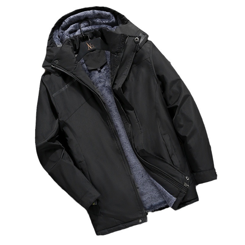 Men's winter wear, outdoor loose and casual, plus-size mountaineering suit, fleece and thickened warm down jacket, plus-size cotton jacket