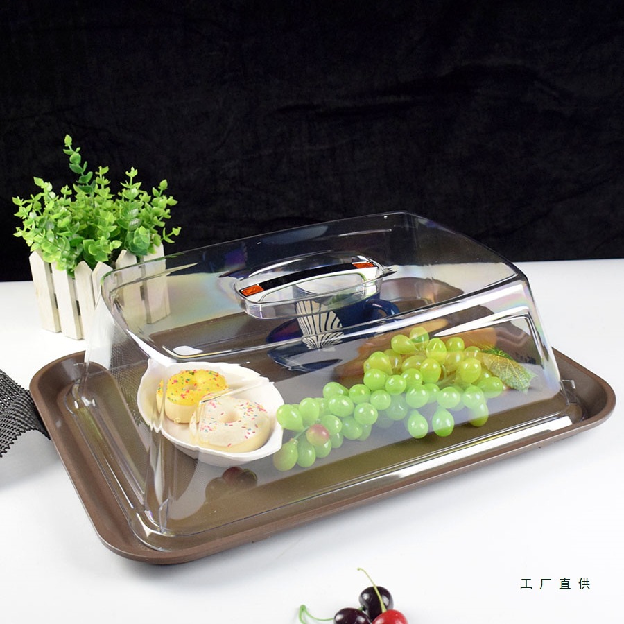 上菜传菜托盘带盖透明保温食品盖防尘罩餐厅月子会所塑料防滑餐盘