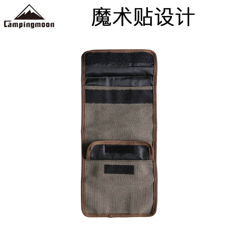CAMPINGMOON outdoor camping equipment: Stainless steel solo flying table bag, hand-held thickened canvas bag, storage bag details Picture