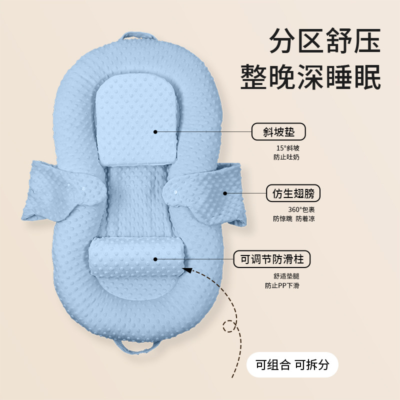 Bed-in-bed folding, newborn baby slope, summer pressure relief wonder, baby raises head to prevent choking on milk, outdoor comfort sleeping pad details Picture
