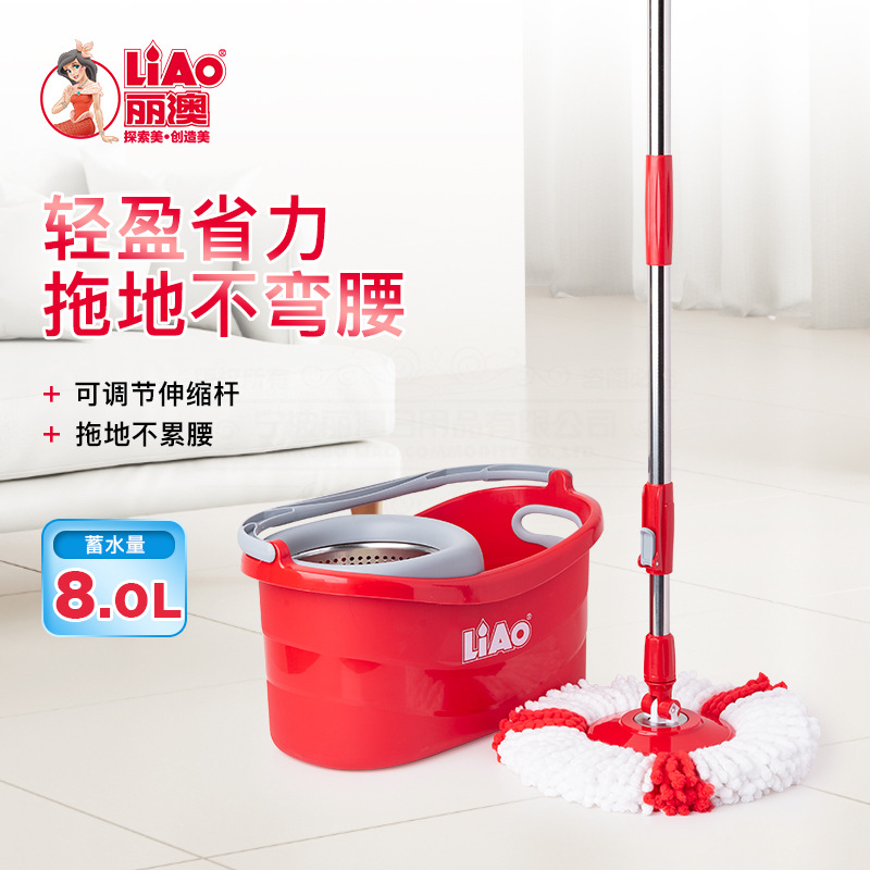 LIAO新款双驱动旋转拖把家用免手洗懒人地拖桶套装手压干湿好神拖