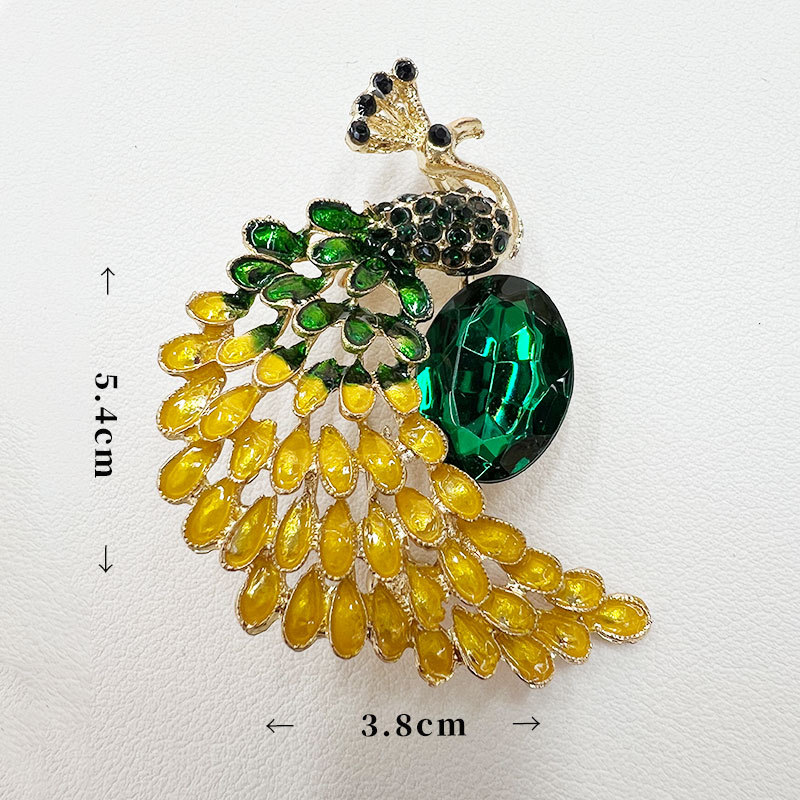 跨境重工镶钻复古动物孔雀胸针女士高档创意合金胸花服装装饰别针细节图