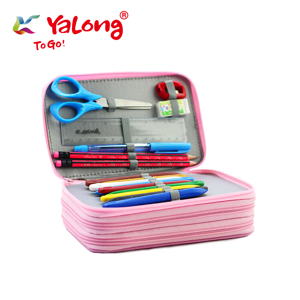 Yalong Cross-border's latest 3-layer pencil case set of 8 items, design stationery, student art and drawing set, school supplies