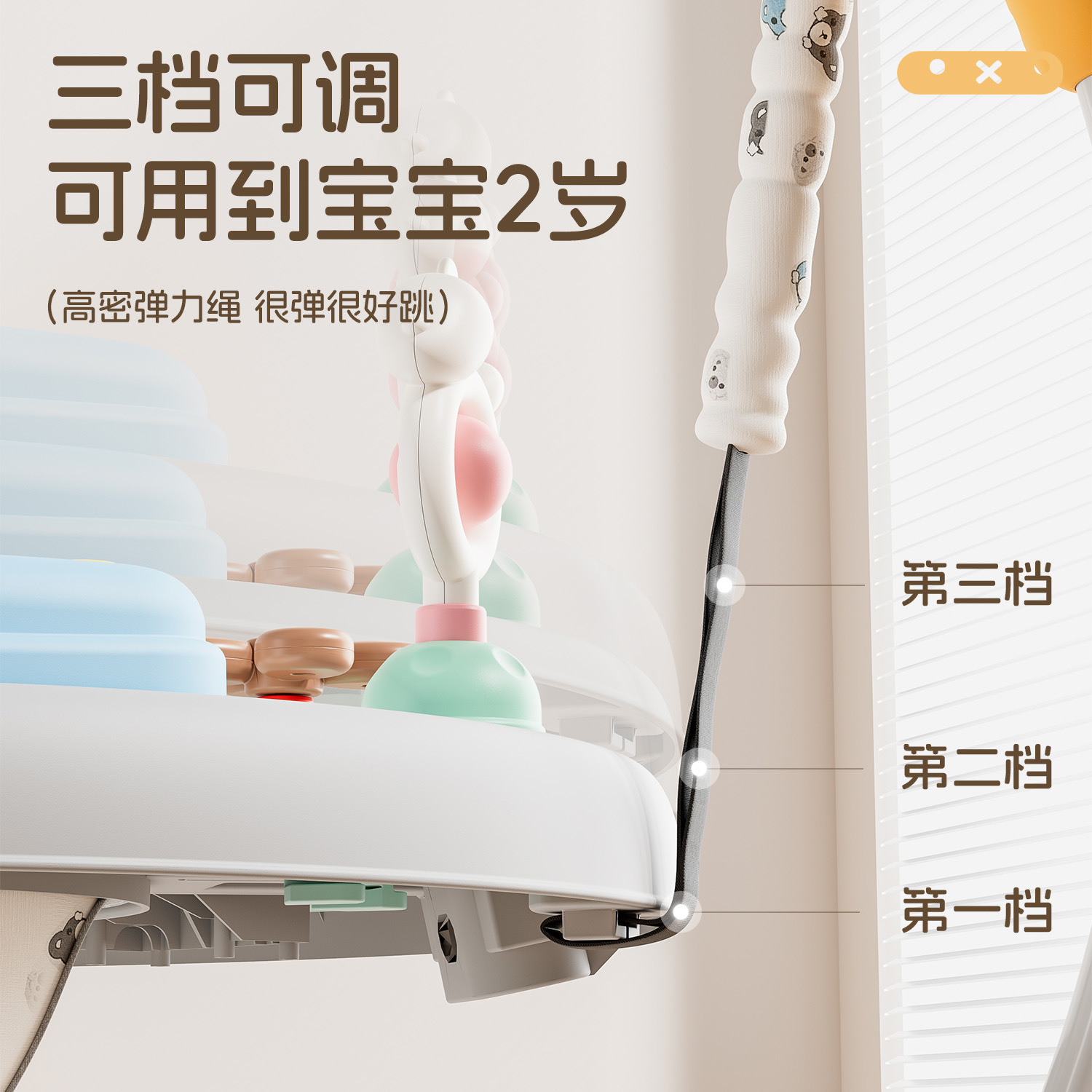 婴儿多功能跳跳椅宝宝音乐灯光蹦跳椅儿童健身架秋千椅早教玩具桌产品图