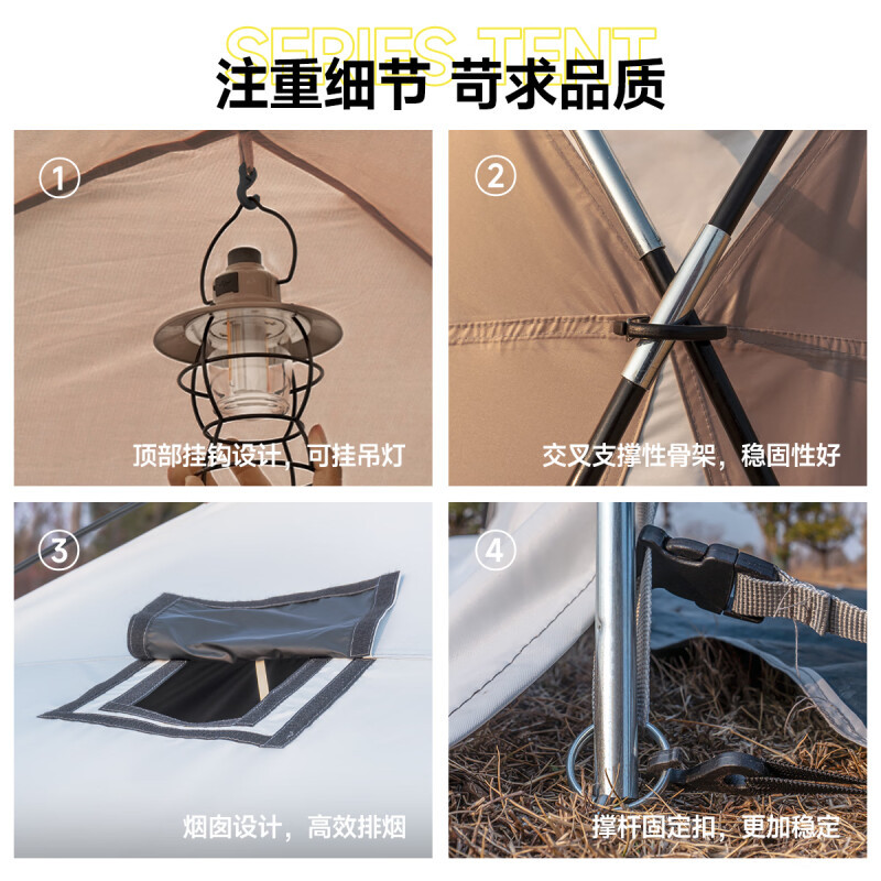 Explorer Black Rubber dome canopy tent, outdoor rainproof overnight camping equipment, full set of sun protection and sunshade canopy Application Scenario