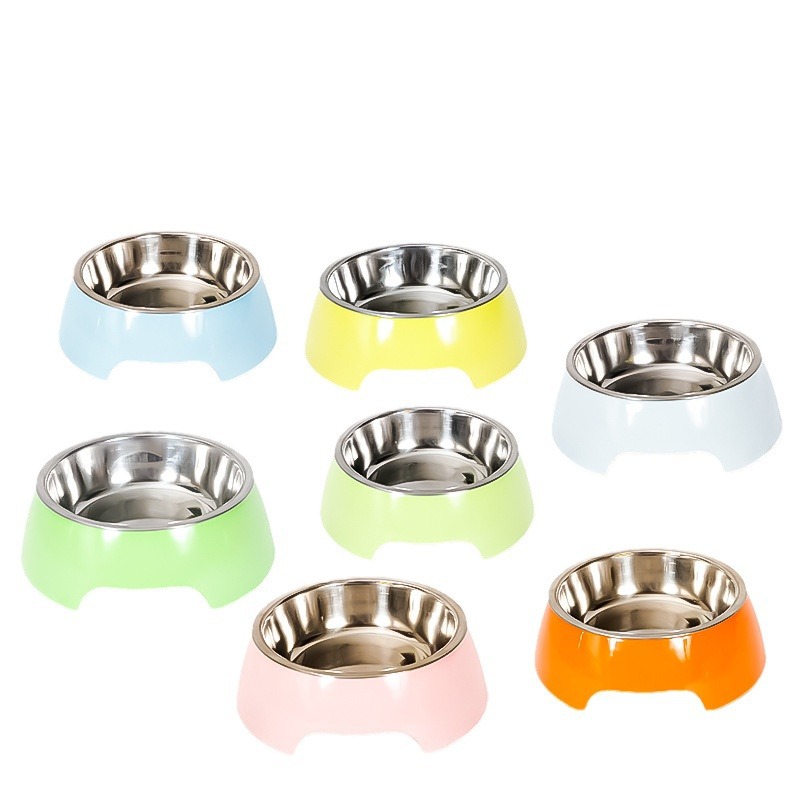 Stainless steel cat and dog bowls, ceramic-like melamine pet bowls, kitten and dog food bowls, double-layer single bowls, anti-tipping drinking bowls Item Picture
