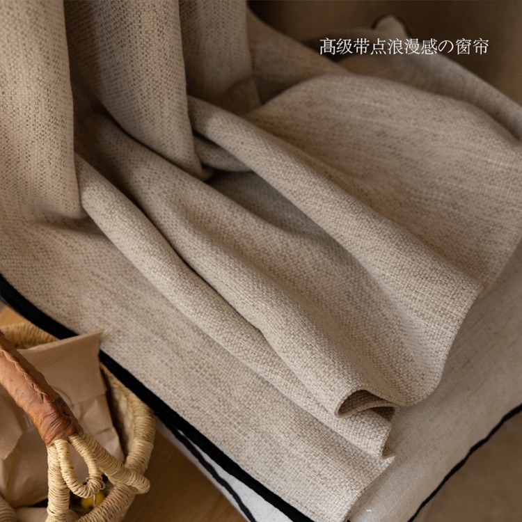 半夏中古风窗帘雪尼尔卧室高级感客厅阳台绍兴柯桥简约窗帘成品帘产品图
