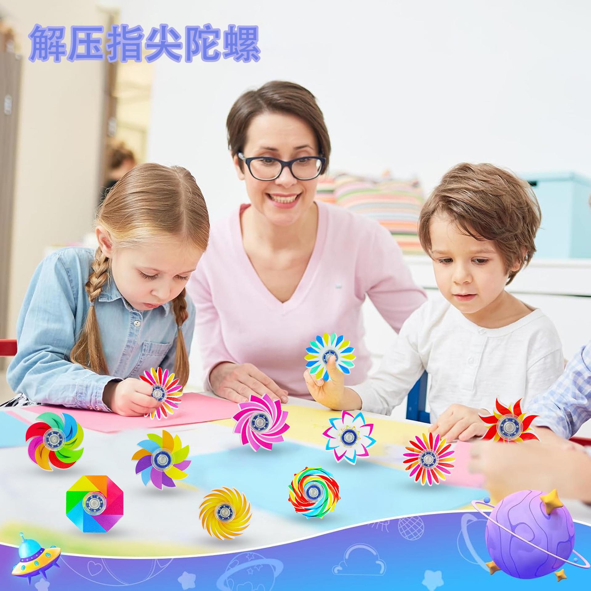 Creative colored gyroscope acrylic, dazzling fingertip gyroscope, rotating gyroscope, cool, new and unique children's stress-relieving toy Application Scenario