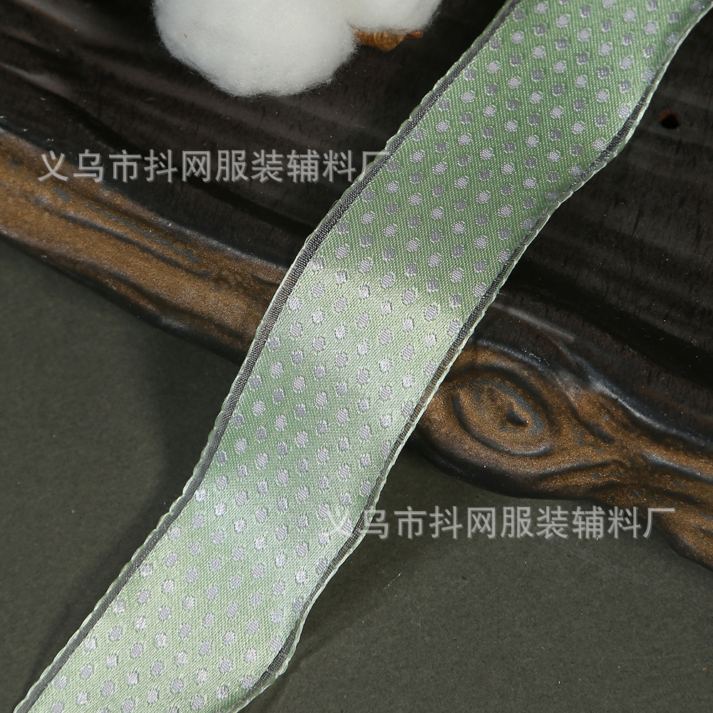 The manufacturer's new macaron-colored polka dot webbing gift box, diy bouquet binding, bow headwear accessories details Picture