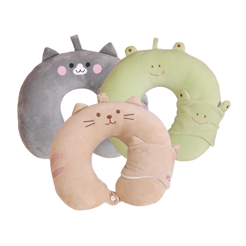 Custom-made cartoon animal U-shaped pillows, creative and simple eye masks, neck pillows, travel sets, night market and street stall U-shaped pillows by the manufacturer Item Picture