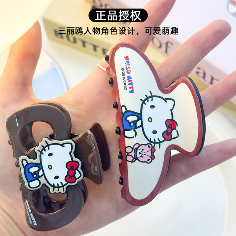 Sanrio officially authorized Hello Kitty hairpin cartoon, cute and girlish, shark hairpin at the back of the head details Picture