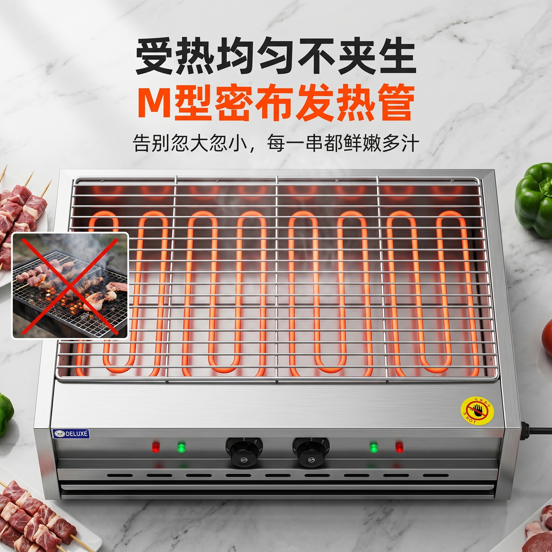 商用加宽无烟烧烤炉 酒店餐厅炒串烤生蚝烤炉 摆摊多功能烧烤设备