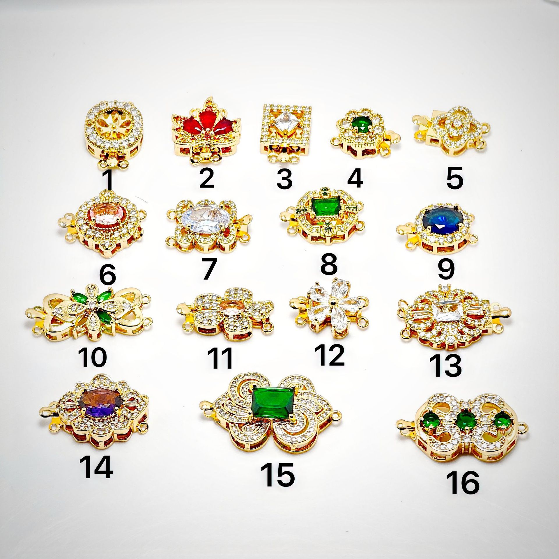 High color retention, real gold plating, double hanging, zirconium pearl buckle, pin, buckle necklace, connecting buckle head, DIY jewelry bracelet