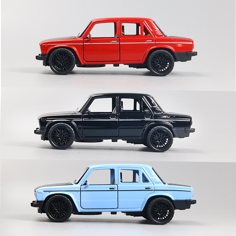 袋装复古合金汽车模型三开门轿车男孩小汽车回力越野金属玩具礼品细节图