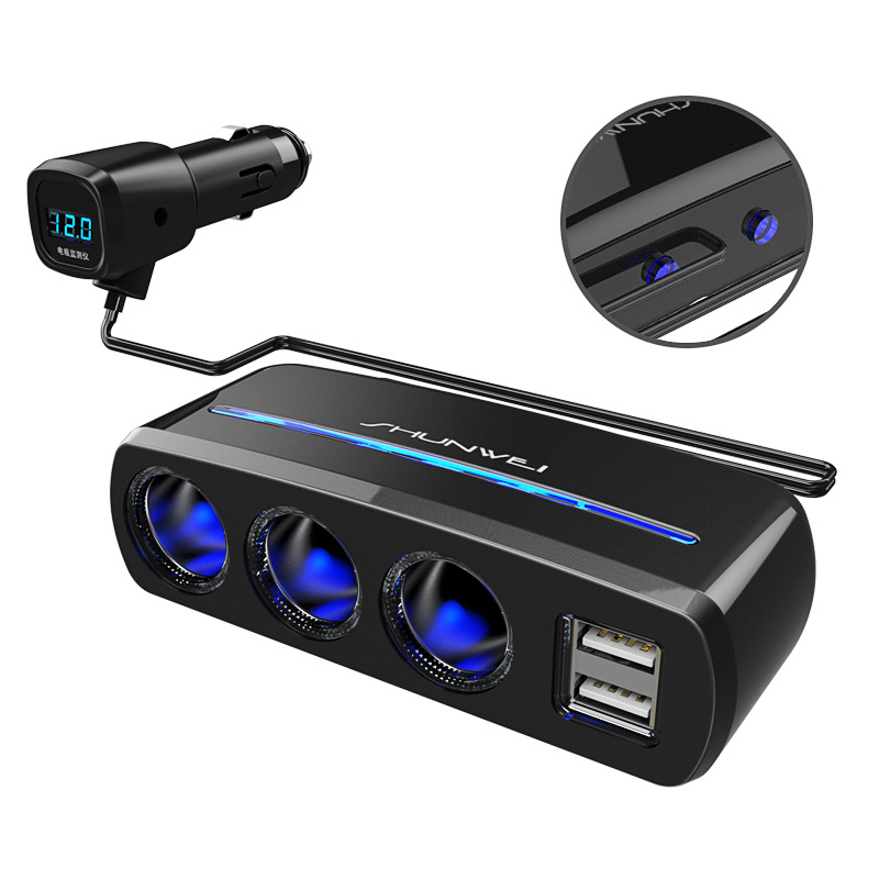 Car cigarette lighter, three-in-one multi-function socket, two-in-one power distributor, adapter plug, car charger full figure