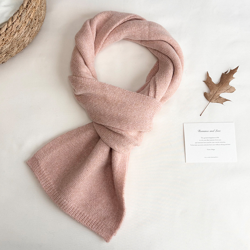 100% pure wool scarf for women, Korean style, versatile, men's short neck protection, warm, parent-child, couple skin-friendly details Picture