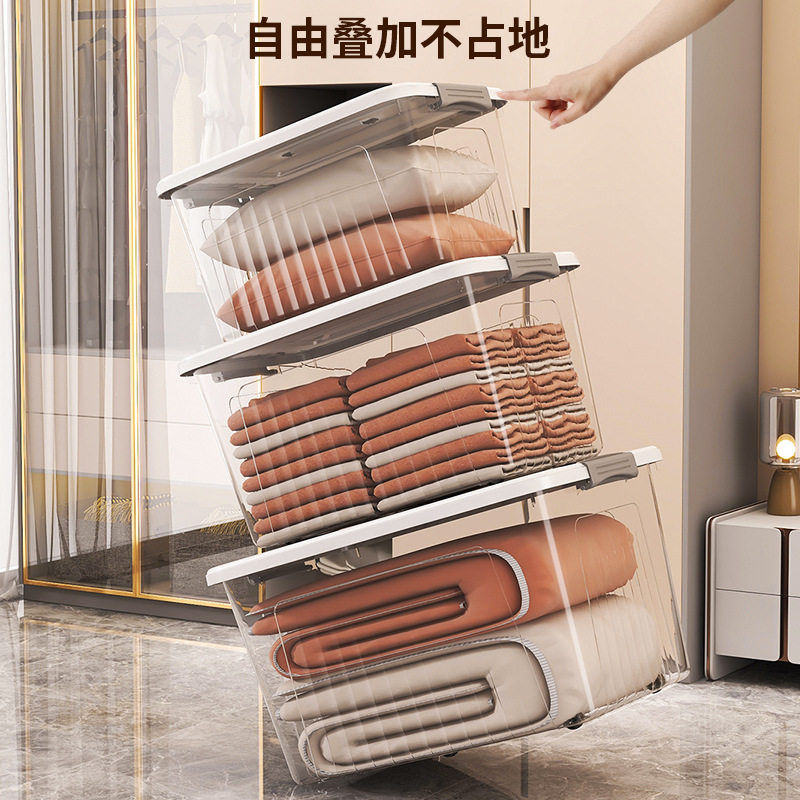 One-piece consignment transparent storage box, household clothes storage box, toy storage box, large-capacity storage and organization box Specification image