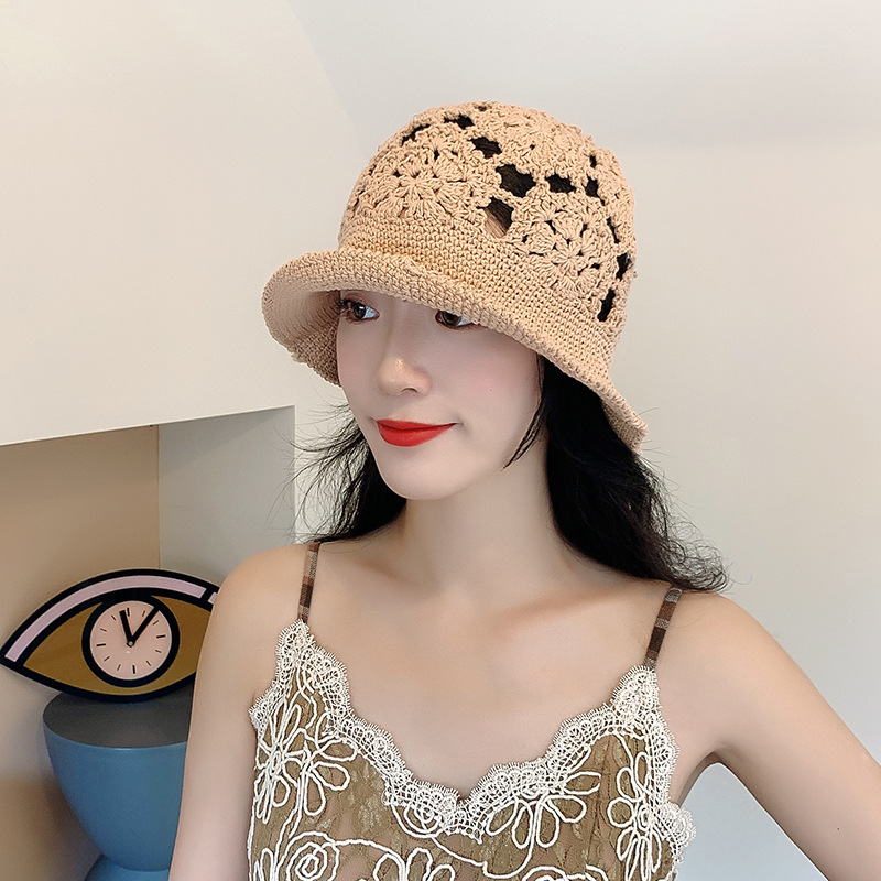 This is a breathable spring and autumn vintage handcrafted hollowed-out hat, a female fisherman's hat, and a Korean-style summer sun protection hat Application Scenario