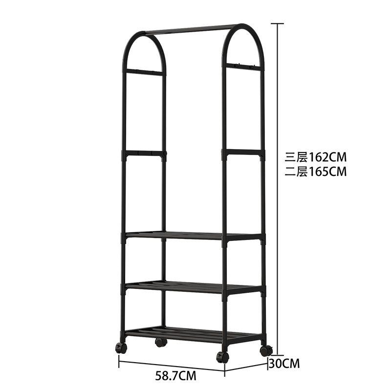 Simple coat rack, clothes hanger with wheels, movable bedroom storage, clothes rack, storage rack, shoe rack, clothes hanger 9130 Item Picture