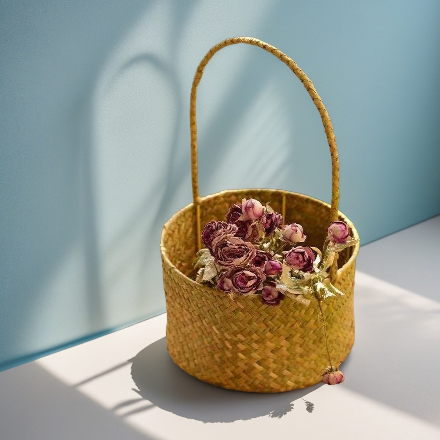 北欧花篮藤编手提篮子草编竹编编织手工插花篮礼品篮伴手礼篮子