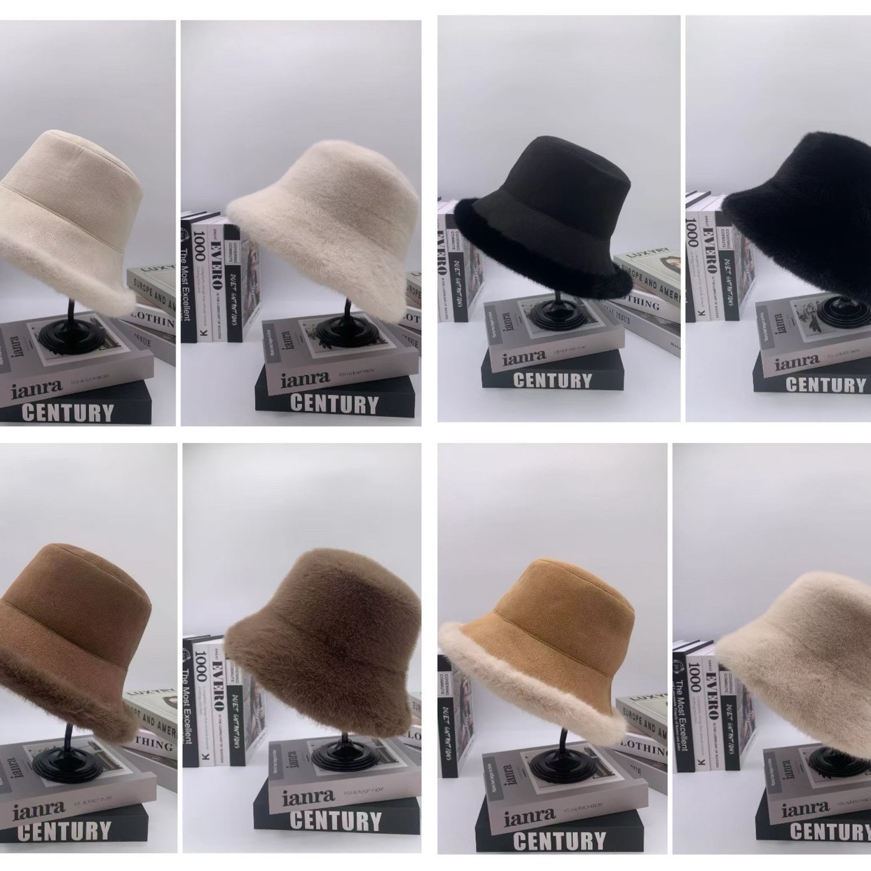 麂皮绒双面毛边复古渔夫帽女冬季新款百搭休闲保暖盆帽御寒护耳水