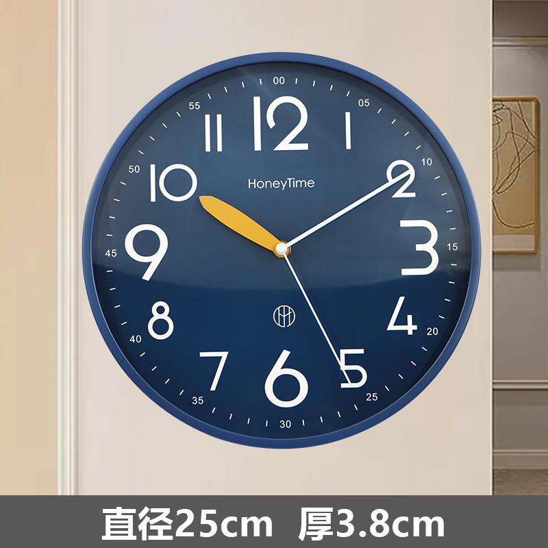 客厅挂钟2024新款现代时钟挂表免打孔大数字简约创意钟表书房静音