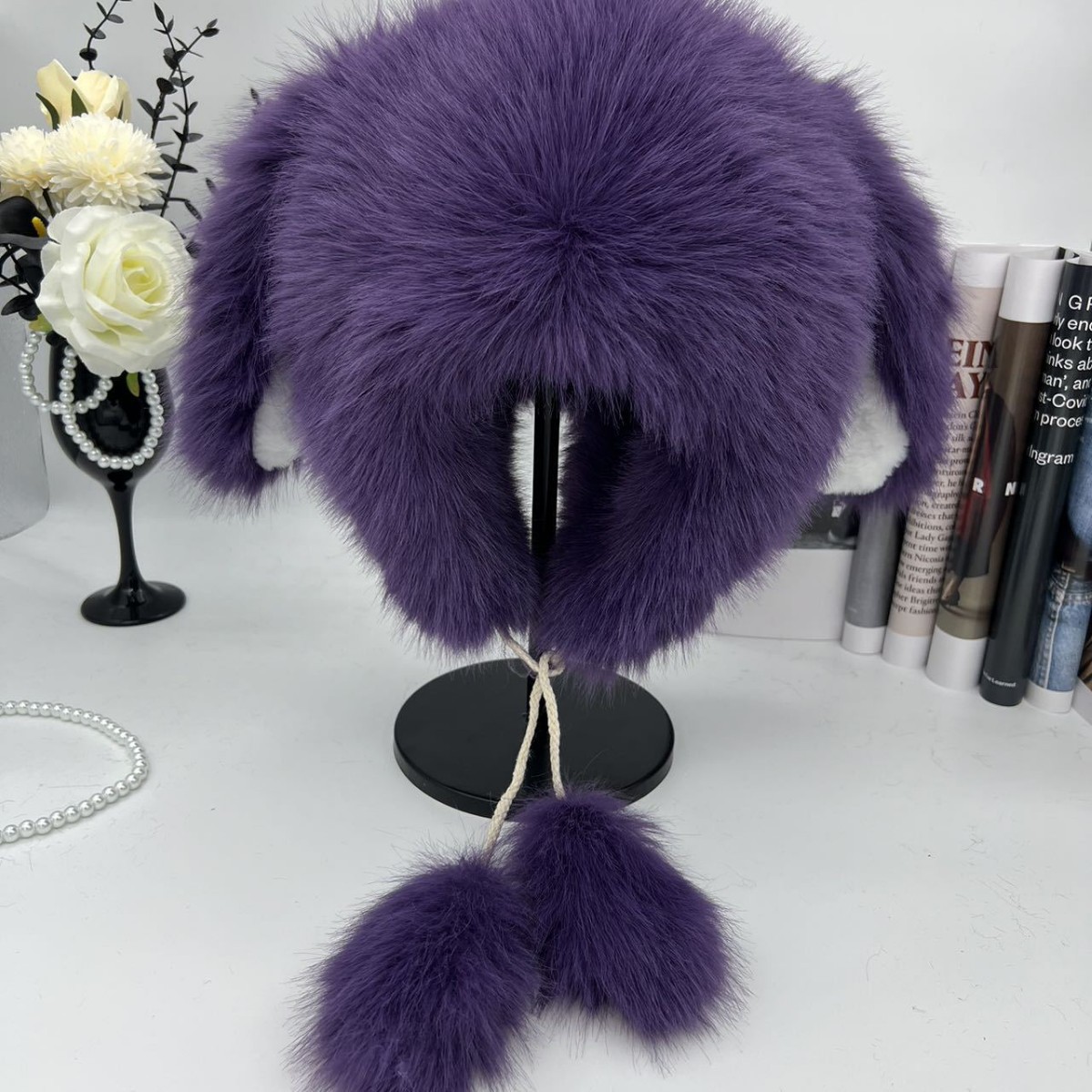 Little bear fur hat for women to make the face look smaller in autumn and winter, thickened warm ear-protecting hat, cute fox fur imitation Lei Feng hat details Picture