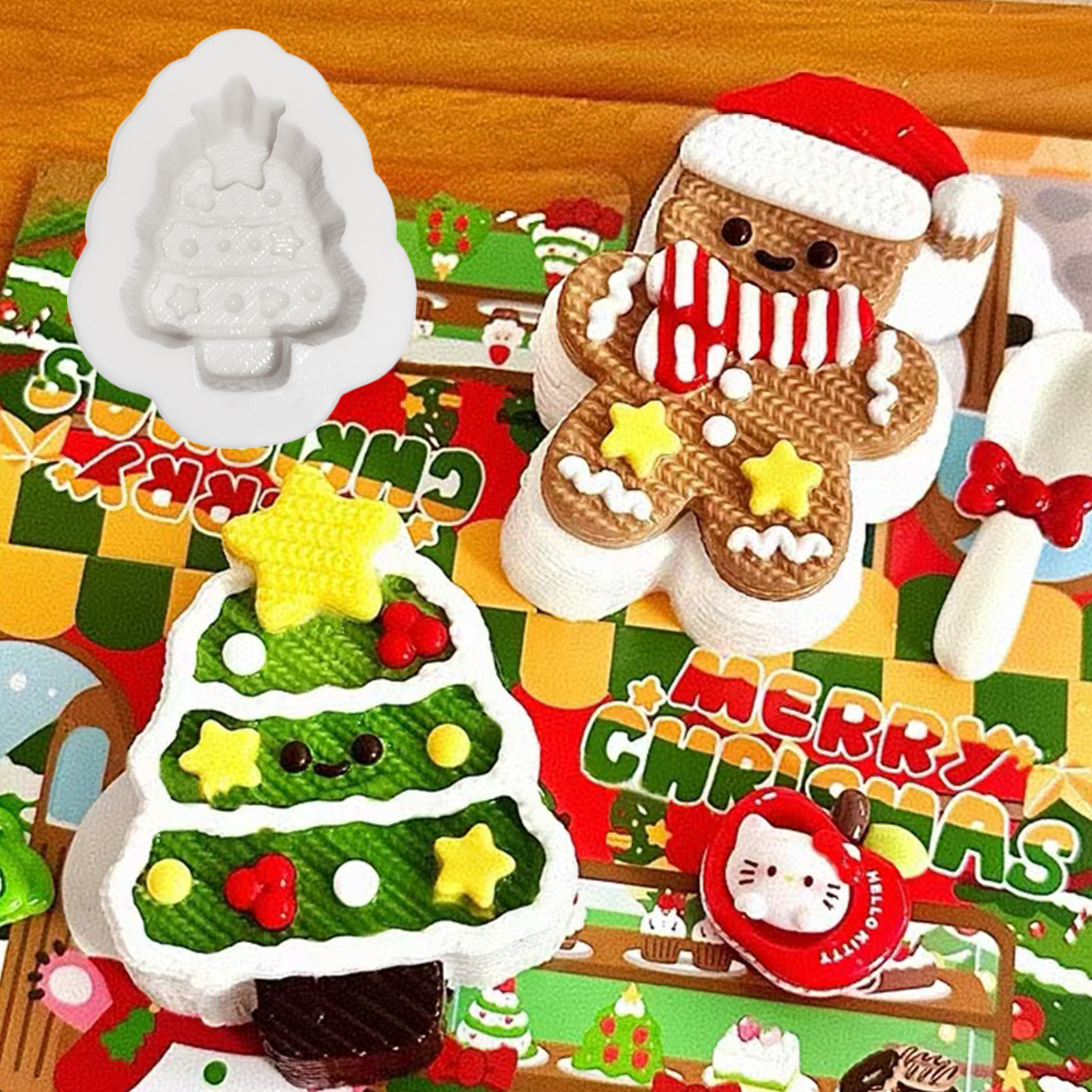 圣诞麋鹿面包捏捏模具DIY小兔子香薰蜡烛石膏烘焙食品级硅胶模具产品图