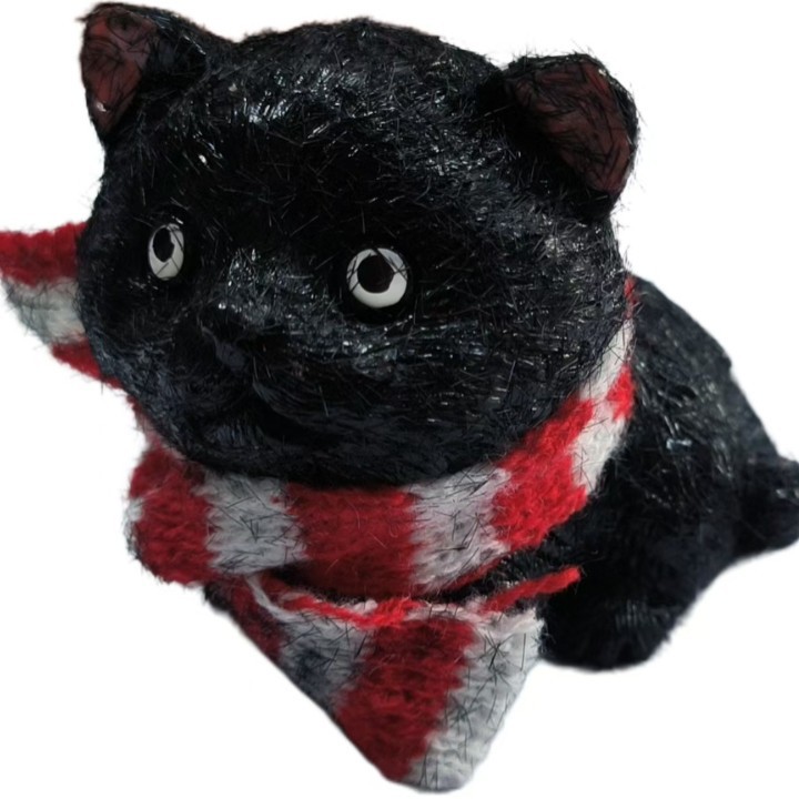 直销TPR软胶毛绒实心小猫捏捏乐黑猫白猫萌宠大团子卡通减压玩具产品图