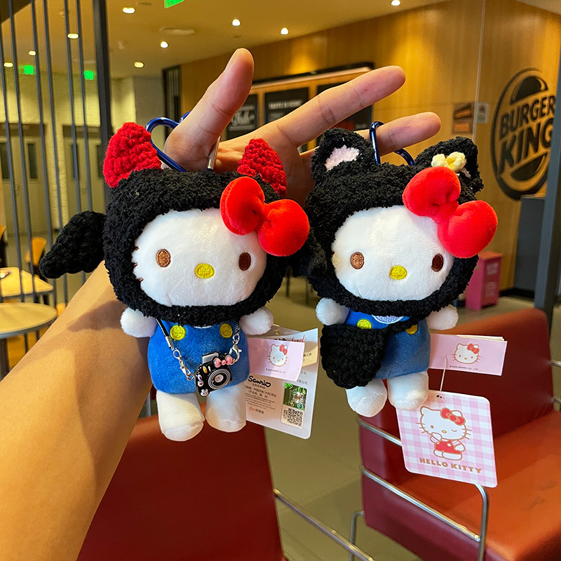 Genuine hellokitty Sanrio kt cat bag pendant, plush toy keychain, schoolbag hanging ornament, doll